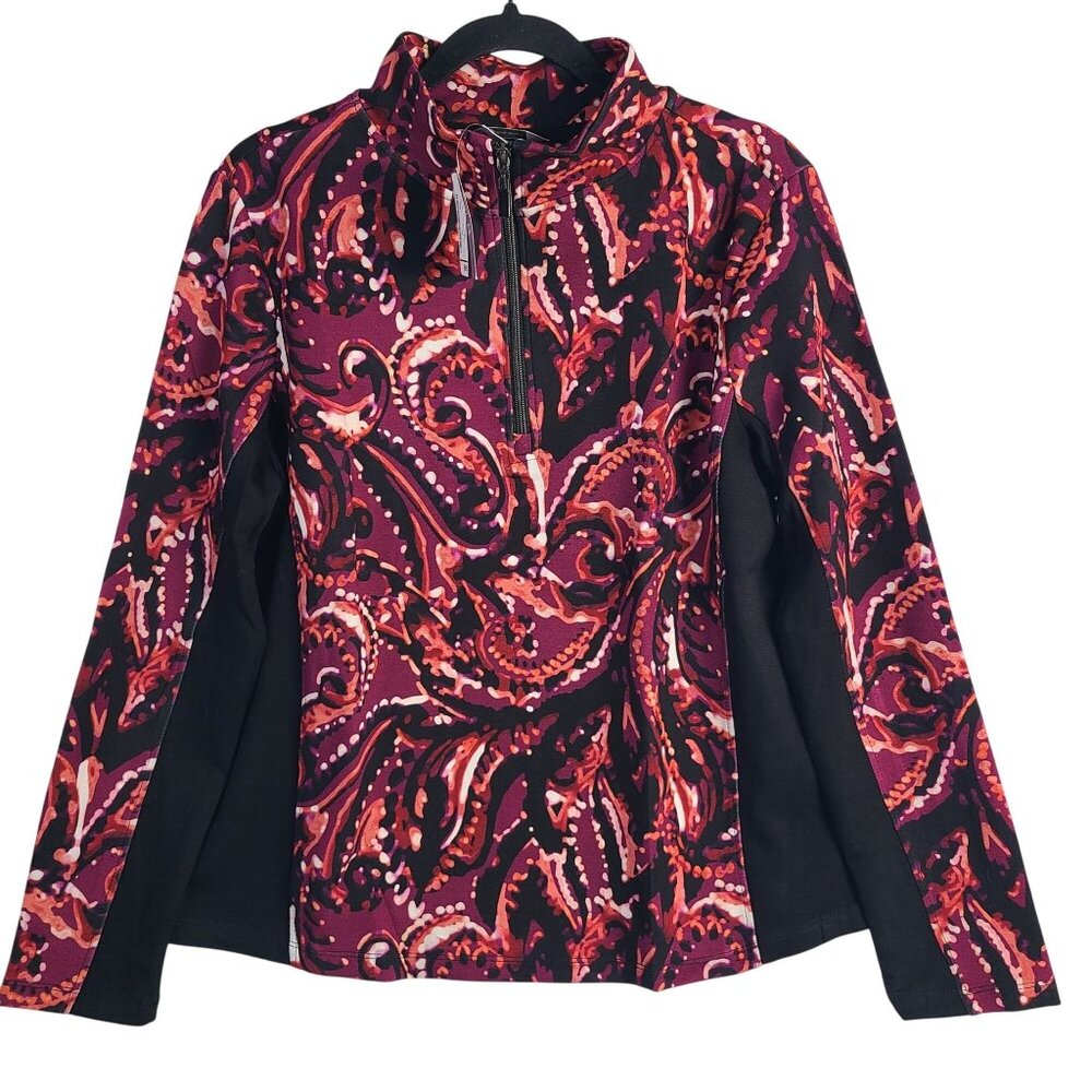 NWT Christopher & Banks Paisley Print Half Zip Pullover Jacket Sz Large
